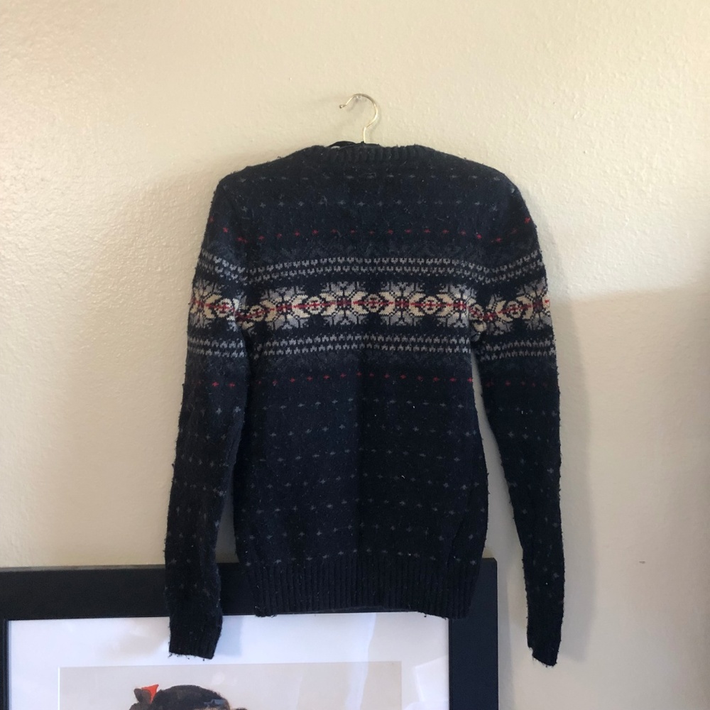 Unisex heavy knit geometric print pullover sweater